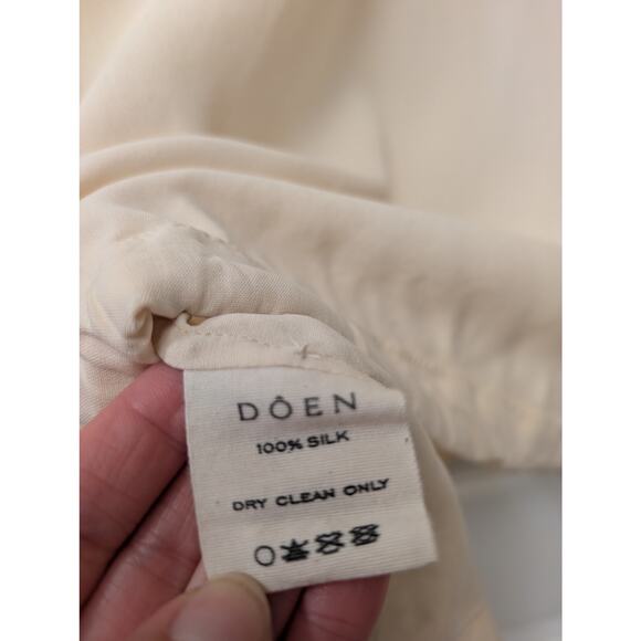 Doen Silk Crysanthe Waist Tie Top Cream Ruffle Collar Cottagecore Fairy Whimsy - Picture 7 of 7